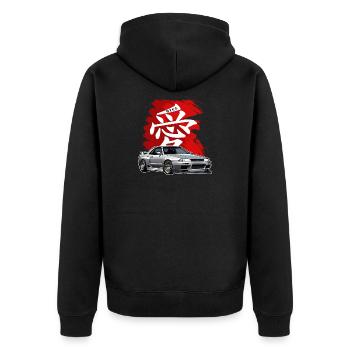 Jdm / Tuning / Turbolader / Felgen / Chiptuning - Unisex Premium Bio Zip Hoodie - Schwarz - Hinten - Nico (187cm)