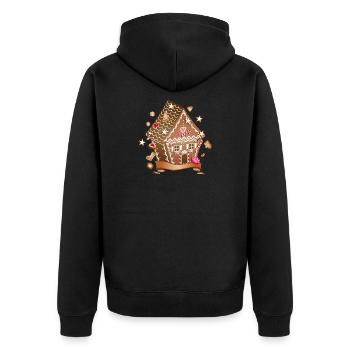 Christmas Cookies Gingerbread House for Christmas - Unisex Premium Organic Zip Hoodie - black - Back - Nico (187cm)