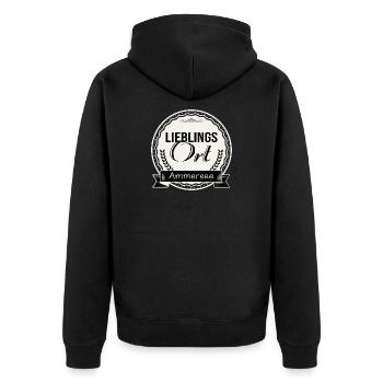Lieblingsort Ammersee - Unisex Premium Bio Zip Hoodie - Schwarz - Hinten - Nico (187cm)