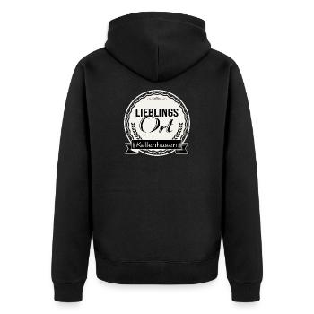 Lieblingsort Kellenhusen - Unisex Premium Bio Zip Hoodie - Schwarz - Hinten - Nico (187cm)