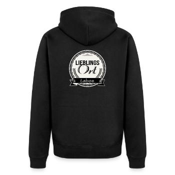 Lieblingsort Laboe - Unisex Premium Bio Zip Hoodie - Schwarz - Hinten - Nico (187cm)