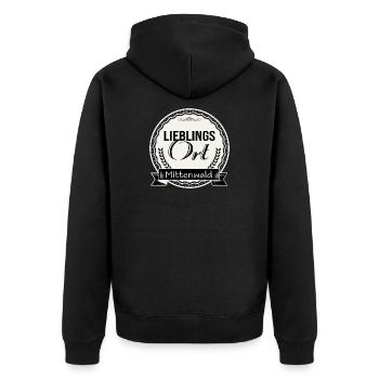 Lieblingsort Mittenwald - Unisex Premium Bio Zip Hoodie - Schwarz - Hinten - Nico (187cm)
