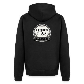 Lieblingsort Pellworm - Unisex Premium Bio Zip Hoodie - Schwarz - Hinten - Nico (187cm)