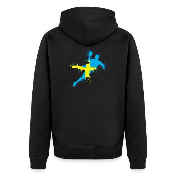 Handball Team Sweden Throw Explosion EC Logo icon - Unisex Premium Organic Zip Hoodie - black - Back - Nico (187cm)