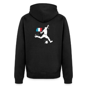 Football Player Blast France - Unisex Premium Organic Zip Hoodie - black - Back - Nico (187cm)
