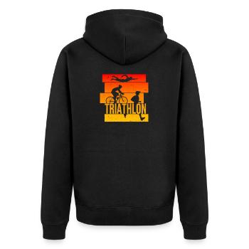 Triathlon - Unisex Premium Bio Zip Hoodie - Schwarz - Hinten - Nico (187cm)