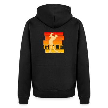Golfsport - Unisex Premium Bio Zip Hoodie - Schwarz - Hinten - Nico (187cm)