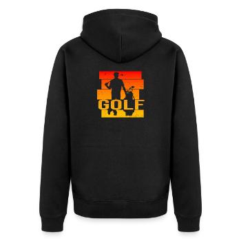 Golfsport - Unisex Premium Bio Zip Hoodie - Schwarz - Hinten - Nico (187cm)