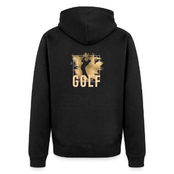 Golfsport - Unisex Premium Bio Zip Hoodie - Schwarz - Hinten - Nico (187cm)