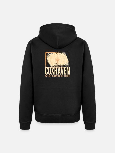 Cuxhaven Koordinaten - Unisex Premium Bio Zip Hoodie - Schwarz