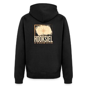 Hooksiel Koordinaten - Unisex Premium Bio Zip Hoodie - Schwarz - Hinten - Nico (187cm)