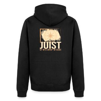 Juist Koordinaten - Unisex Premium Bio Zip Hoodie - Schwarz - Hinten - Nico (187cm)