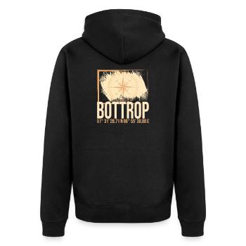 Bottrop Koordinaten - Unisex Premium Bio Zip Hoodie - Schwarz - Hinten - Nico (187cm)