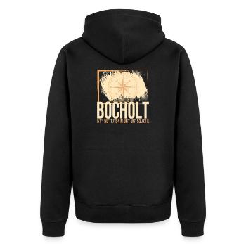 Bocholt Koordinaten - Unisex Premium Bio Zip Hoodie - Schwarz - Hinten - Nico (187cm)
