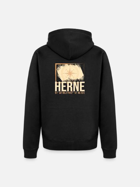 Herne Koordinaten - Unisex Premium Bio Zip Hoodie - Schwarz