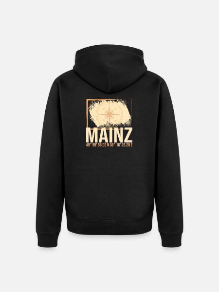 Mainz Koordinaten - Unisex Premium Bio Zip Hoodie - Schwarz