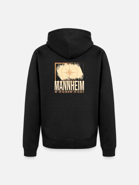 Mannheim Koordinaten - Unisex Premium Bio Zip Hoodie - Schwarz