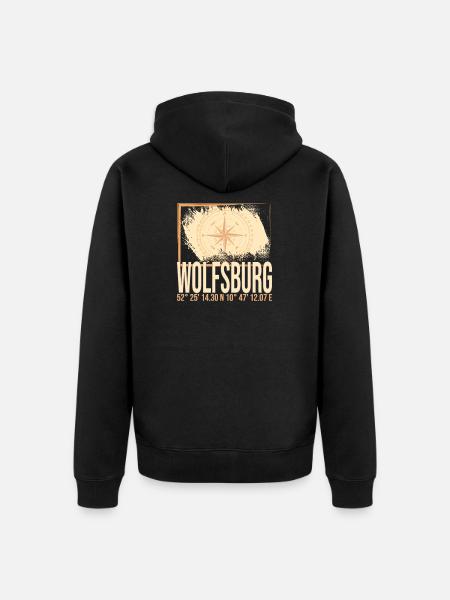 Wolfsburg Koordinaten - Unisex Premium Bio Zip Hoodie - Schwarz