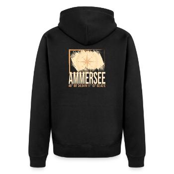 Ammersee Koordinaten - Unisex Premium Bio Zip Hoodie - Schwarz - Hinten - Nico (187cm)