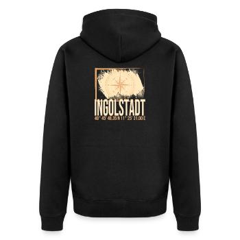Ingolstadt Koordinaten - Unisex Premium Bio Zip Hoodie - Schwarz - Hinten - Nico (187cm)