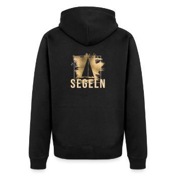 Segeln - Unisex Premium Bio Zip Hoodie - Schwarz - Hinten - Nico (187cm)