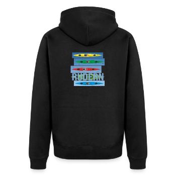 Rudern - Unisex Premium Bio Zip Hoodie - Schwarz - Hinten - Nico (187cm)