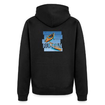 Rudern - Unisex Premium Bio Zip Hoodie - Schwarz - Hinten - Nico (187cm)