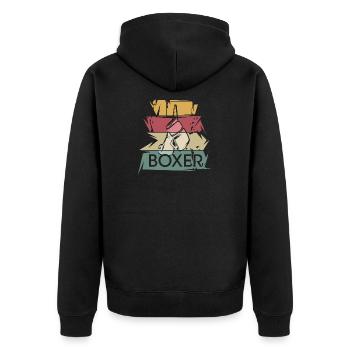 retro Boxhandschuhe Boxer vintage Boxen Symbol - Unisex Premium Bio Zip Hoodie - Schwarz - Hinten - Nico (187cm)
