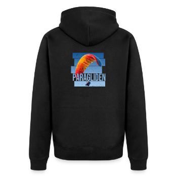 Paragliden - Unisex Premium Bio Zip Hoodie - Schwarz - Hinten - Nico (187cm)