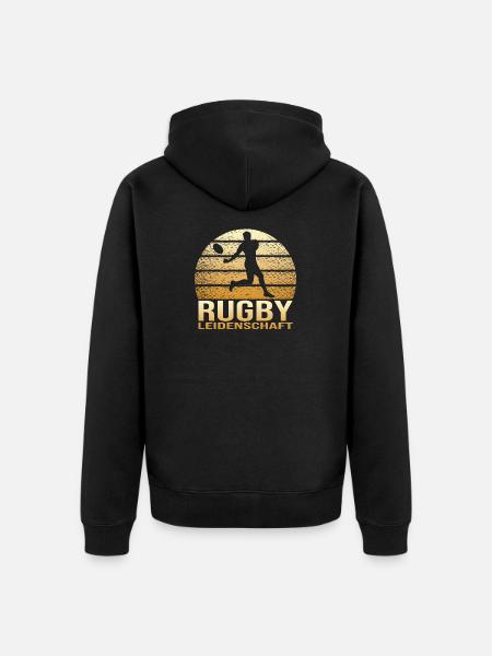 Rugby Leidenschaft - Unisex Premium Bio Zip Hoodie - Schwarz