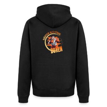 Härter wie Stahl - Boxen - Unisex Premium Bio Zip Hoodie - Schwarz - Hinten - Nico (187cm)