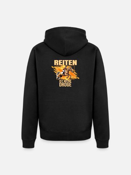 Reiten ist meine Droge - Unisex Premium Bio Zip Hoodie - Schwarz
