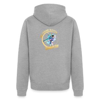 Wo träume gleiten - Eiskunstlauf - Unisex Premium Bio Zip Hoodie - Grau meliert - Hinten - Nico (187cm)