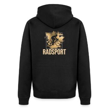 Radsport - Unisex Premium Bio Zip Hoodie - Schwarz - Hinten - Nico (187cm)