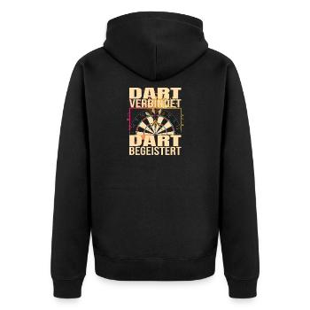 Dart verbindet - Dart Begeistert - Unisex Premium Bio Zip Hoodie - Schwarz - Hinten - Nico (187cm)