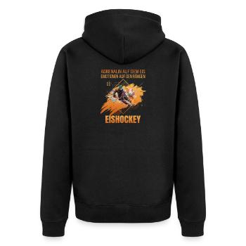 Adrenalin auf dem Eis Emotionen auf den Rängen - Unisex Premium Bio Zip Hoodie - Schwarz - Hinten - Nico (187cm)
