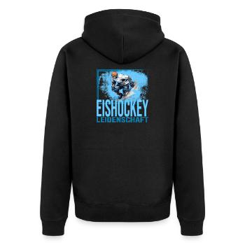 Eishockey Leidenschaft - Unisex Premium Bio Zip Hoodie - Schwarz - Hinten - Nico (187cm)