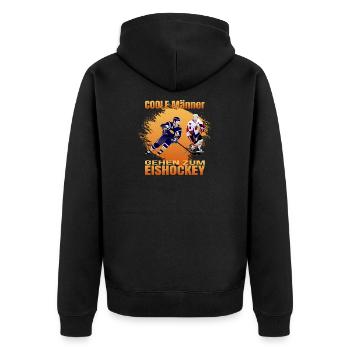 Coole Männer gehen zum Eishockey - Unisex Premium Bio Zip Hoodie - Schwarz - Hinten - Nico (187cm)