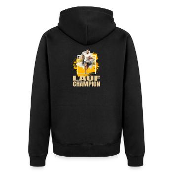 Lauf Champion - Unisex Premium Bio Zip Hoodie - Schwarz - Hinten - Nico (187cm)
