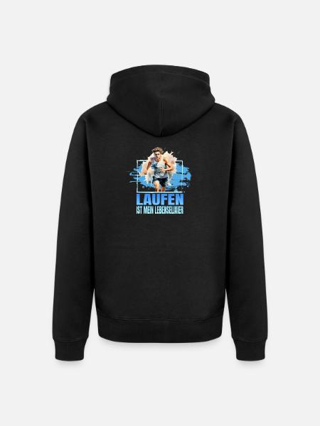 Laufen ist mein Lebenselixier - Unisex Premium Bio Zip Hoodie - Schwarz