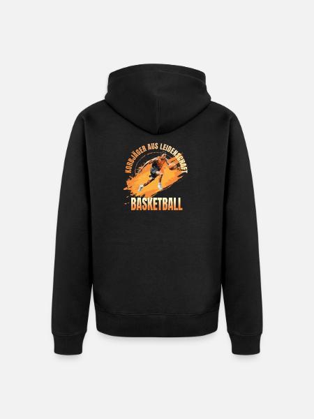 Basketball: Korbjäger aus Leidenschaft - Unisex Premium Bio Zip Hoodie - Schwarz