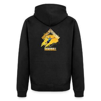Adrenalin - Leidenschaft - Handball - Unisex Premium Bio Zip Hoodie - Schwarz - Hinten - Nico (187cm)