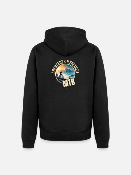 Abenteuer & Freiheit - MTB - Unisex Premium Bio Zip Hoodie - Schwarz