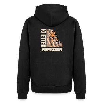 Kletter Leidenschaft - Unisex Premium Bio Zip Hoodie - Schwarz - Hinten - Nico (187cm)