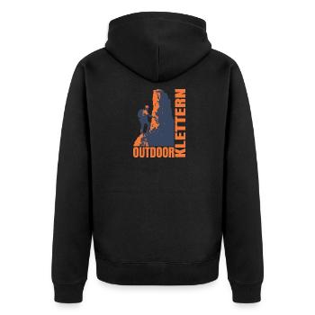 Outdoor Klettern - Unisex Premium Bio Zip Hoodie - Schwarz - Hinten - Nico (187cm)