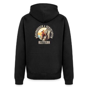 Höhenrausch und Herzklopfen - Unisex Premium Bio Zip Hoodie - Schwarz - Hinten - Nico (187cm)