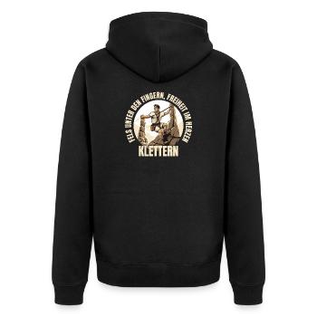 Fels unter den Fingern, Freiheit im Herzen - Unisex Premium Bio Zip Hoodie - Schwarz - Hinten - Nico (187cm)