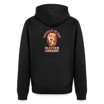 Adrenalin im Blut - Unisex Premium Bio Zip Hoodie - Schwarz - Hinten - Nico (187cm)