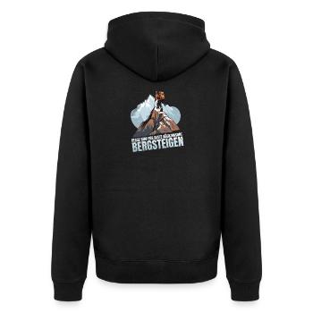 Berge sind der beste Rückzugsort - Unisex Premium Bio Zip Hoodie - Schwarz - Hinten - Nico (187cm)