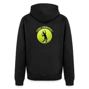Tennis Leidenschaft - Unisex Premium Bio Zip Hoodie - Schwarz - Hinten - Nico (187cm)